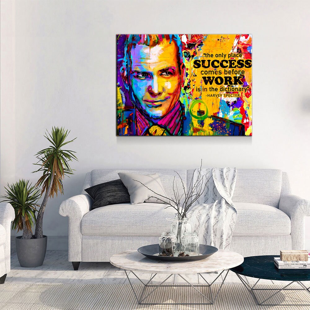 The Only Time Success Comes Before Work Is In The Dictionary Canvas Wall Art, Harvey Specter Quote, Motivational Decor - Royal Crown Pro