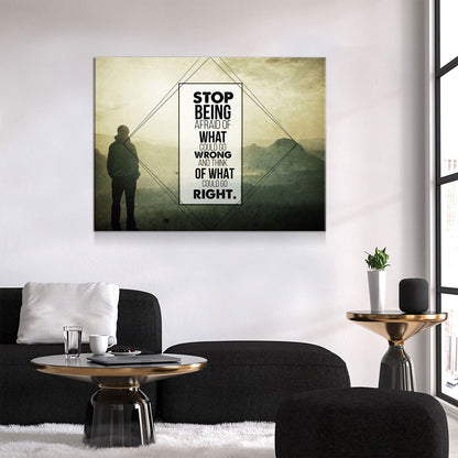 Stop Being Afraid Of What Could Go Wrong And Think Of What Could Go Right Canvas Wall Art, Motivational Decor - Royal Crown Pro