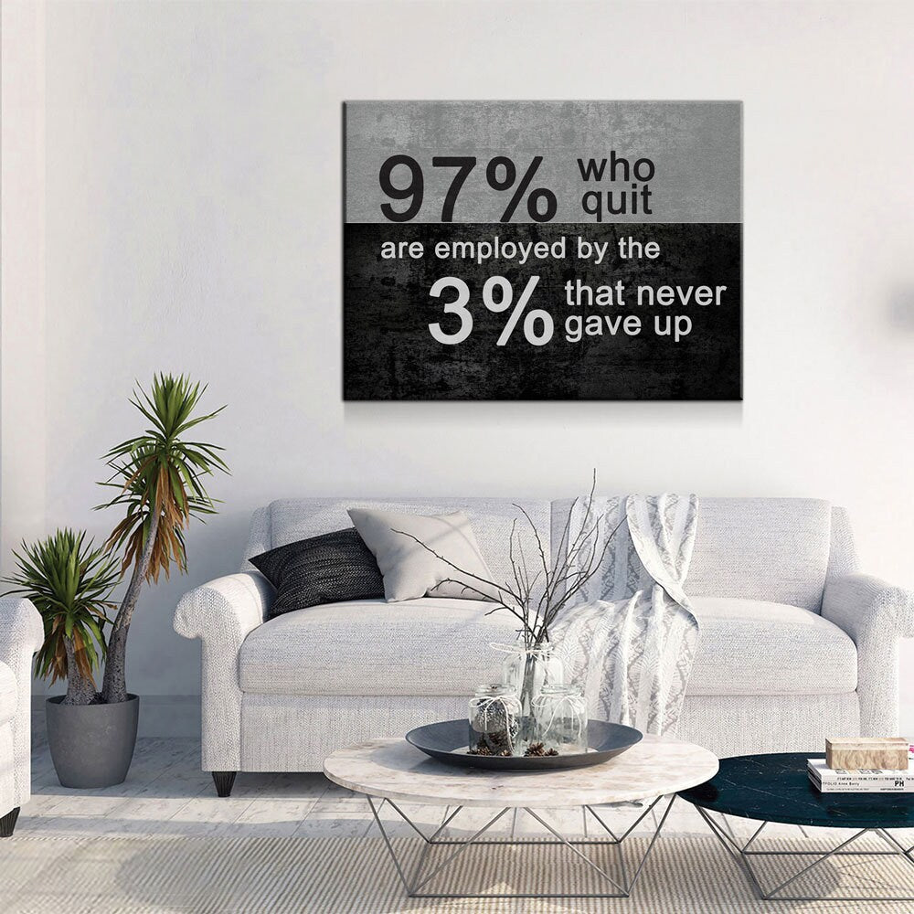 97% Who Quit Are Employed By The 3 Percent That Never Gave Up Canvas Wall Art, Motivational Decor - Royal Crown Pro