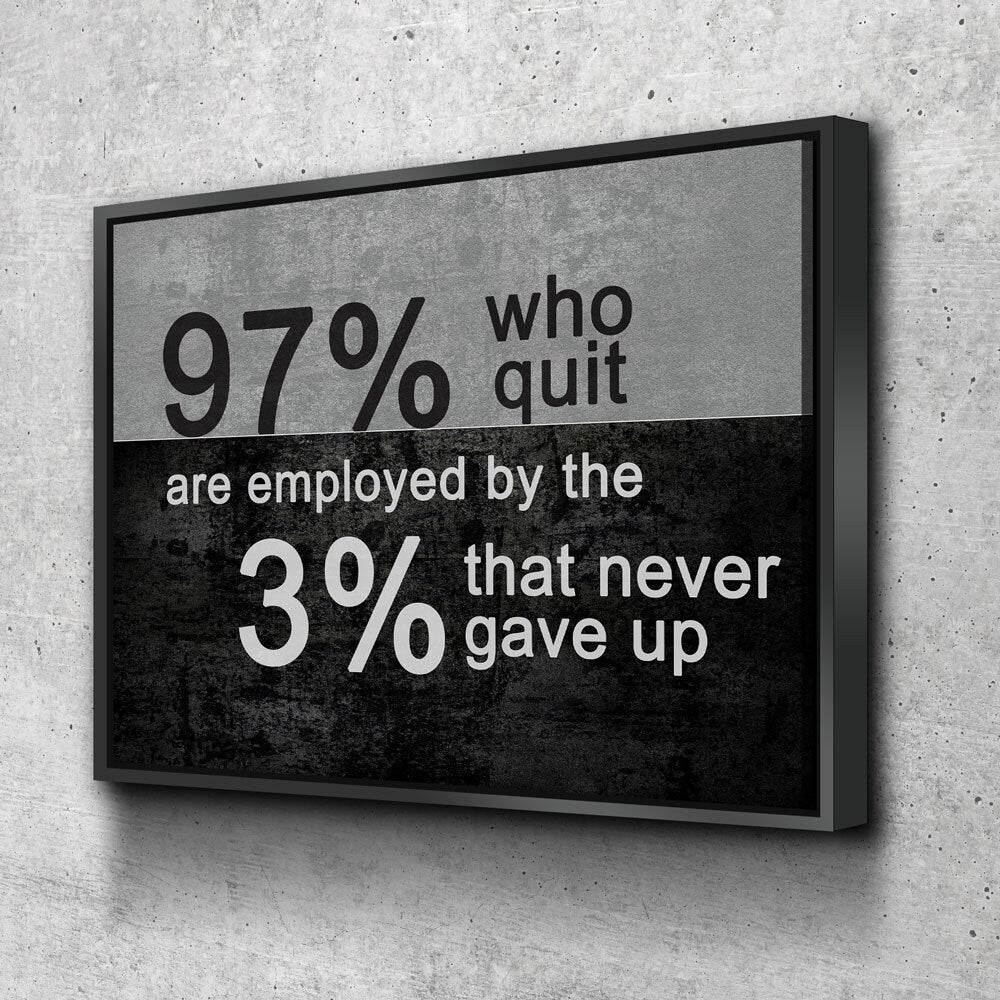 97% Who Quit Are Employed By The 3 Percent That Never Gave Up Canvas Wall Art, Motivational Decor - Royal Crown Pro