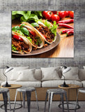 Tacos Canvas Wall Art, Taco Restaurant Decor, Mexican Restaurant Decor, Spicy Taco Print, Taqueria Decor, Tex-Mex Art - Royal Crown Pro