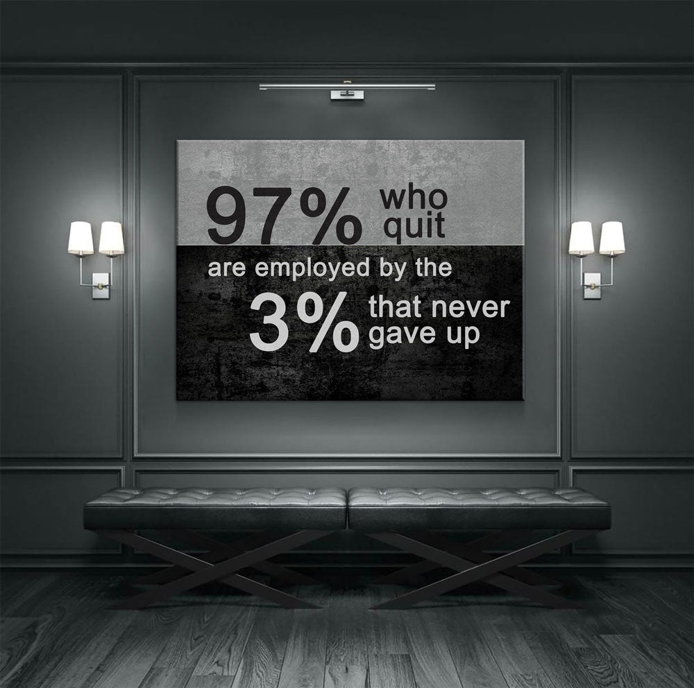 97% Who Quit Are Employed By The 3 Percent That Never Gave Up Canvas Wall Art, Motivational Decor - Royal Crown Pro