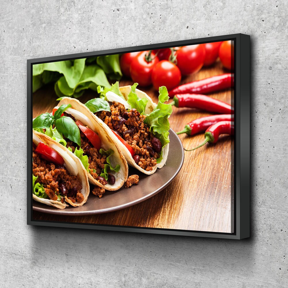 Tacos Canvas Wall Art, Taco Restaurant Decor, Mexican Restaurant Decor, Spicy Taco Print, Taqueria Decor, Tex-Mex Art - Royal Crown Pro