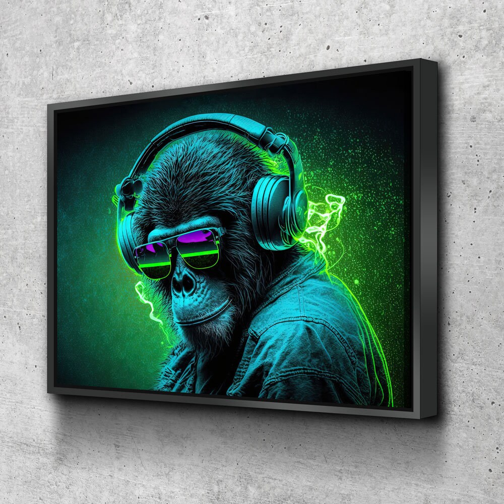 Party Monkey DJ Canvas Wall Art, Monkey DJ, Party Monkey, Abstract Art, Abstract Decor, Music Monkey Wall Art, Party Decor - Royal Crown Pro