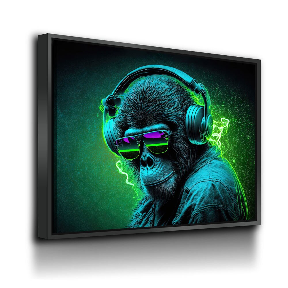 Party Monkey DJ Canvas Wall Art, Monkey DJ, Party Monkey, Abstract Art, Abstract Decor, Music Monkey Wall Art, Party Decor - Royal Crown Pro