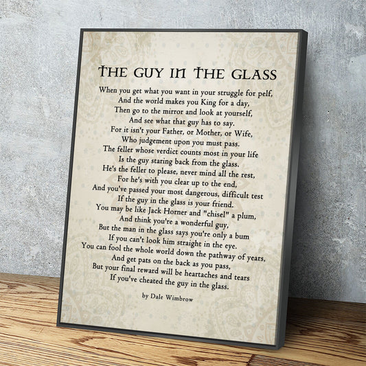 The Guy in the Glass Canvas Wall Art, 1934 Poem by Dale Wimbrow, Graduation Gift, Graduation Idea, Office Decor - Royal Crown Pro