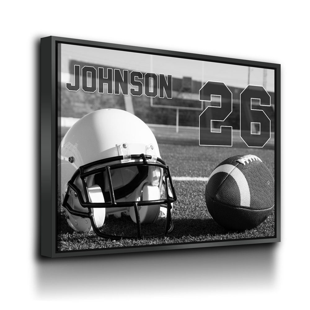 Personalized Football Name And Number Canvas Wall Art, Custom Football Player Print, Football Team Gift, High School Football - Royal Crown Pro