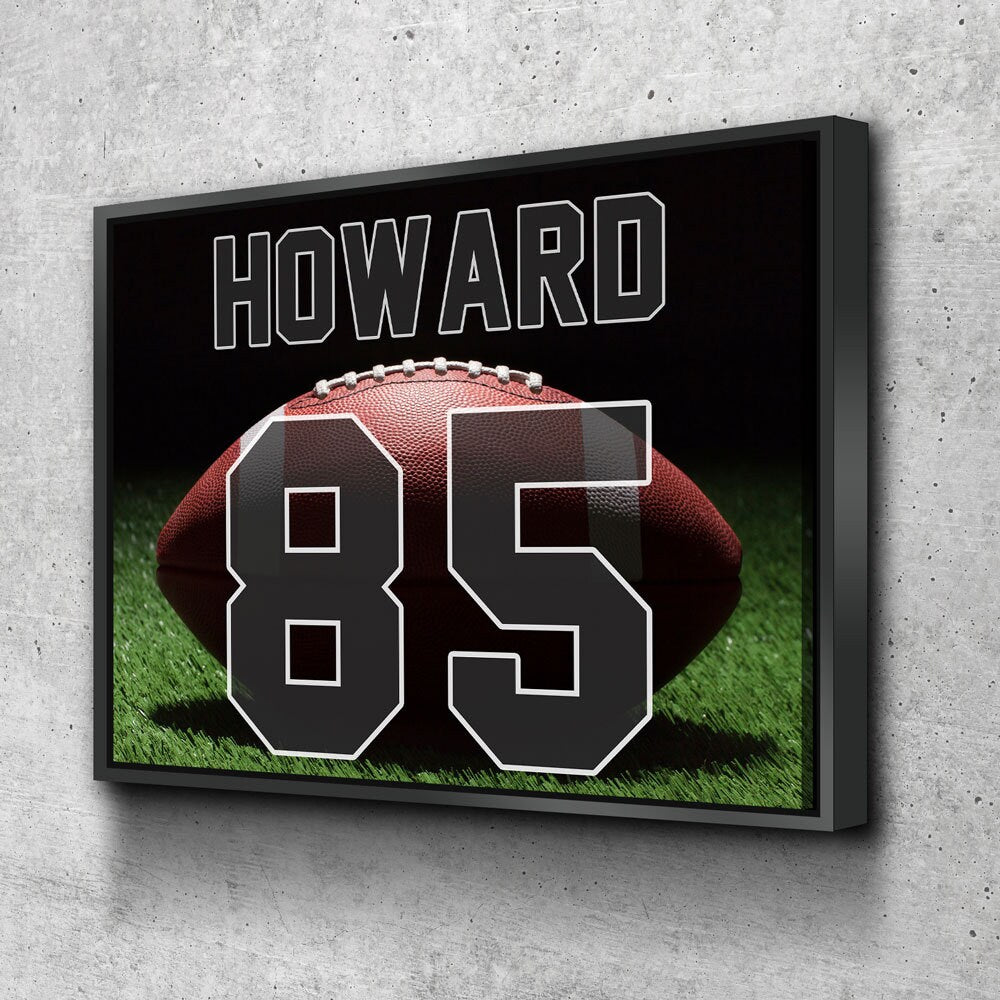 Personalized Football Name And Number Canvas Wall Art, Custom Football Player Print, Football Team Gift, High School Football - Royal Crown Pro