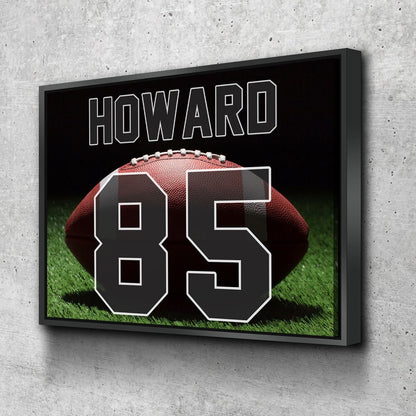 Personalized Football Name And Number Canvas Wall Art, Custom Football Player Print, Football Team Gift, High School Football - Royal Crown Pro