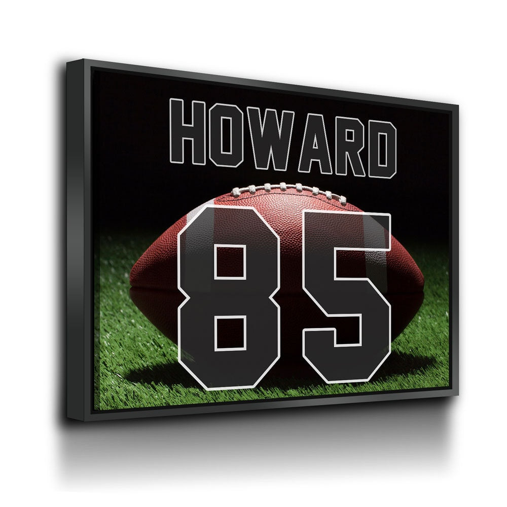 Personalized Football Name And Number Canvas Wall Art, Custom Football Player Print, Football Team Gift, High School Football - Royal Crown Pro