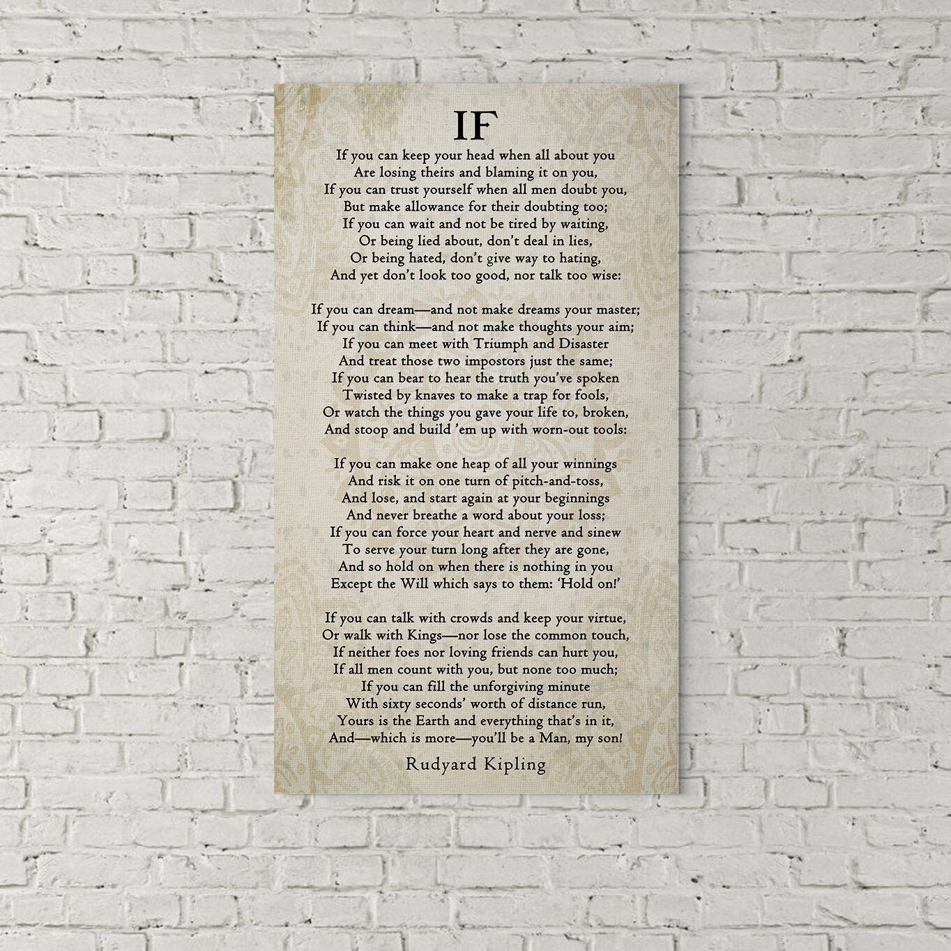 If Poem By Rudyard Kipling Canvas Wall Art, Graduation Gift for Son, IF Print On Canvas, Rudyard Kipling Poetry, You'll Be A Man My Son - Royal Crown Pro