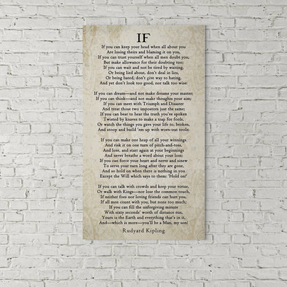 If Poem By Rudyard Kipling Canvas Wall Art, Graduation Gift for Son, IF Print On Canvas, Rudyard Kipling Poetry, You'll Be A Man My Son - Royal Crown Pro