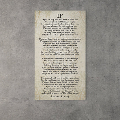 If Poem By Rudyard Kipling Canvas Wall Art, Graduation Gift for Son, IF Print On Canvas, Rudyard Kipling Poetry, You'll Be A Man My Son - Royal Crown Pro