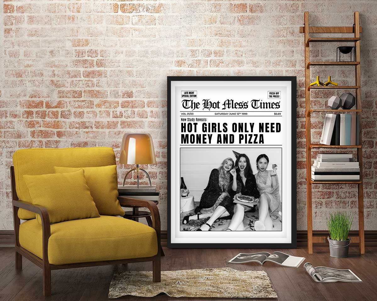 Every Hour Is Happy Hour Framed Fine Art Print, Feminist Attitude, Black & White Female Print - Royal Crown Pro