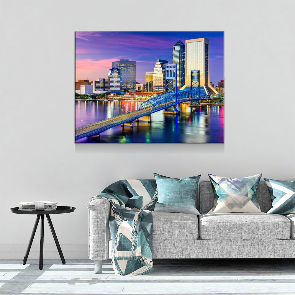 Jacksonville Florida Skyline Canvas Wall Art, Jacksonville, FL Skyline, Jacksonville Florida Print, Jacksonville City Skyline - Royal Crown Pro