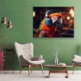 Party Parrot Canvas Wall Art, Parrot With Headphones, Parrot DJ, Parrot Decor, Funny Parrot Art