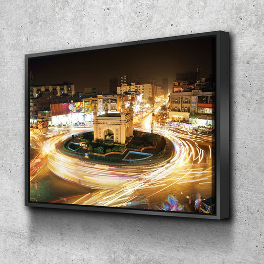 Bahadurabad Chowrangi Canvas Wall Art, Karachi Wall Art, Karachi Pakistan Decor, Landmark Of Karachi, Pakistan Decor, Karachi Night Life - Royal Crown Pro