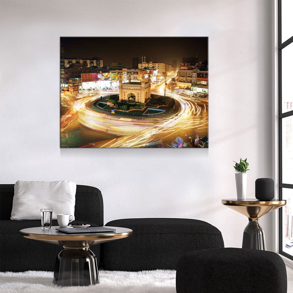 Bahadurabad Chowrangi Canvas Wall Art, Karachi Wall Art, Karachi Pakistan Decor, Landmark Of Karachi, Pakistan Decor, Karachi Night Life - Royal Crown Pro