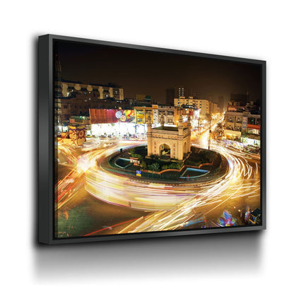 Bahadurabad Chowrangi Canvas Wall Art, Karachi Wall Art, Karachi Pakistan Decor, Landmark Of Karachi, Pakistan Decor, Karachi Night Life - Royal Crown Pro