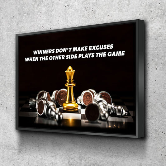 Winners Don't Make Excuses When The Other Side Plays The Game Canvas Wall Art, Office Decor, Motivational Art, Motivational Wall Decor - Royal Crown Pro