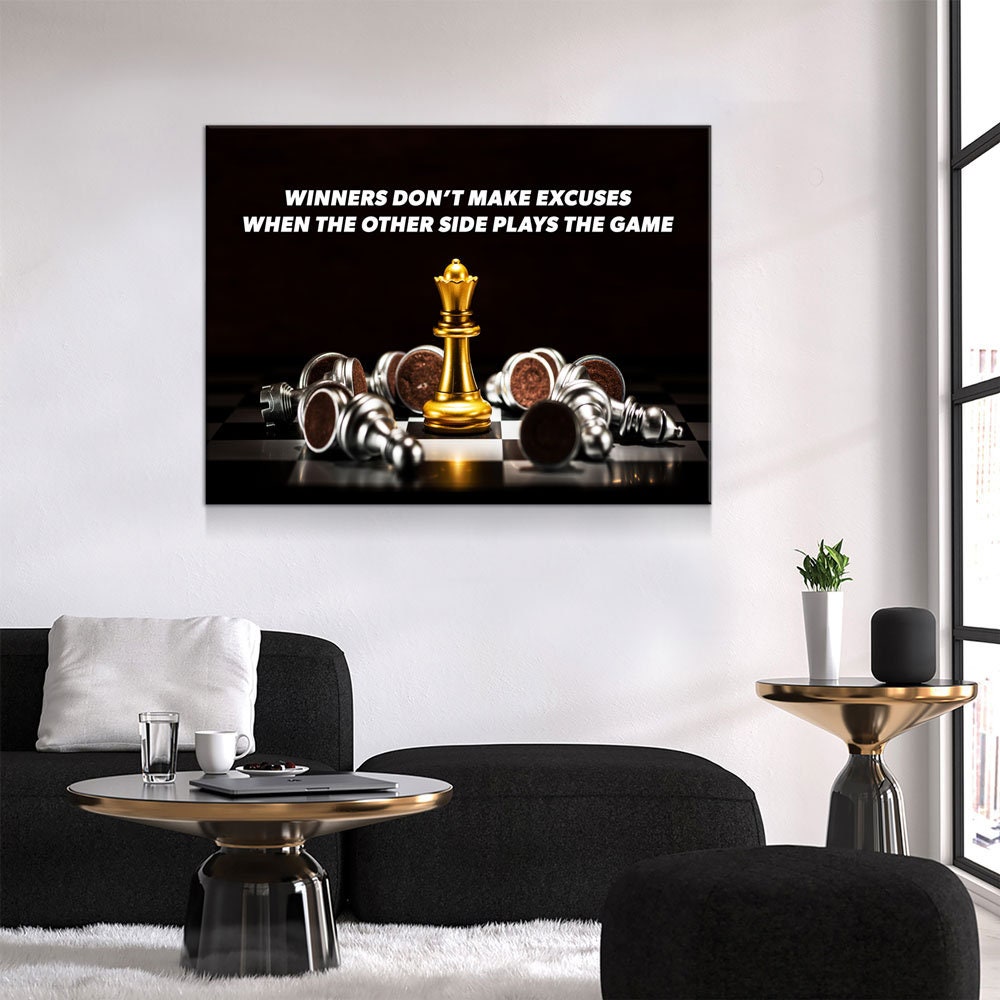 Winners Don't Make Excuses When The Other Side Plays The Game Canvas Wall Art, Office Decor, Motivational Art, Motivational Wall Decor - Royal Crown Pro