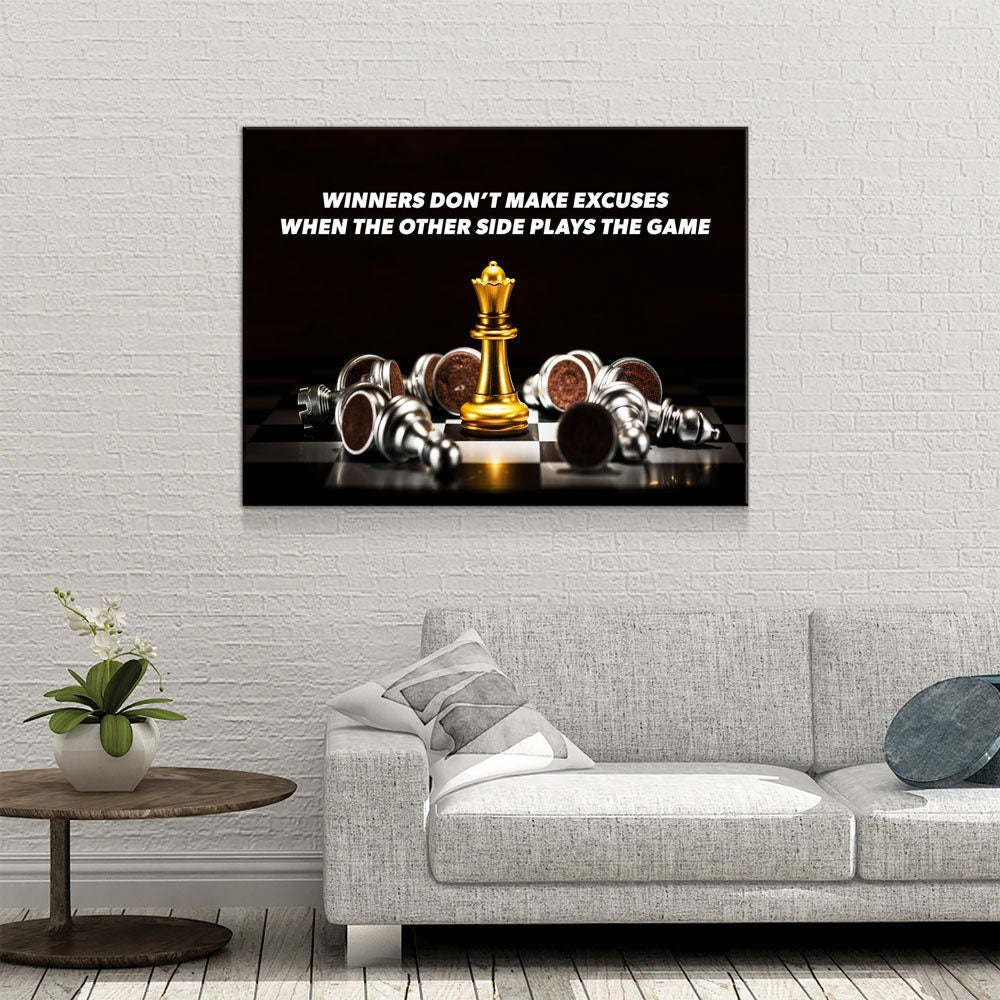 Winners Don't Make Excuses When The Other Side Plays The Game Canvas Wall Art, Office Decor, Motivational Art, Motivational Wall Decor - Royal Crown Pro