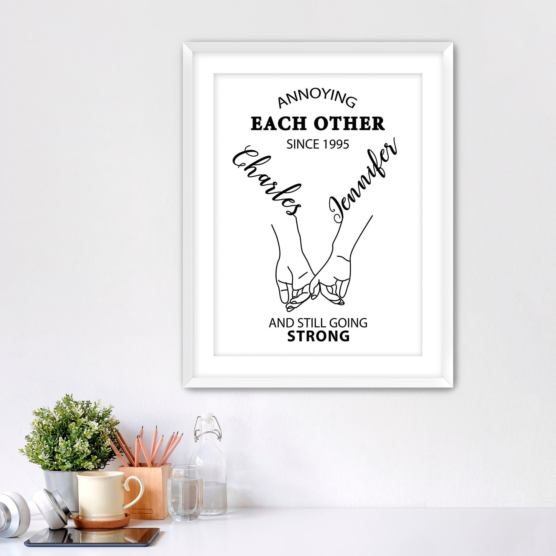 Annoying Each Other Since Framed Fine Art Print, Personalized Romantic Gift, Annoying Each Other And still Going Strong Print, Anniversary - Royal Crown Pro