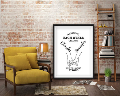 Annoying Each Other Since Framed Fine Art Print, Personalized Romantic Gift, Annoying Each Other And still Going Strong Print, Anniversary - Royal Crown Pro