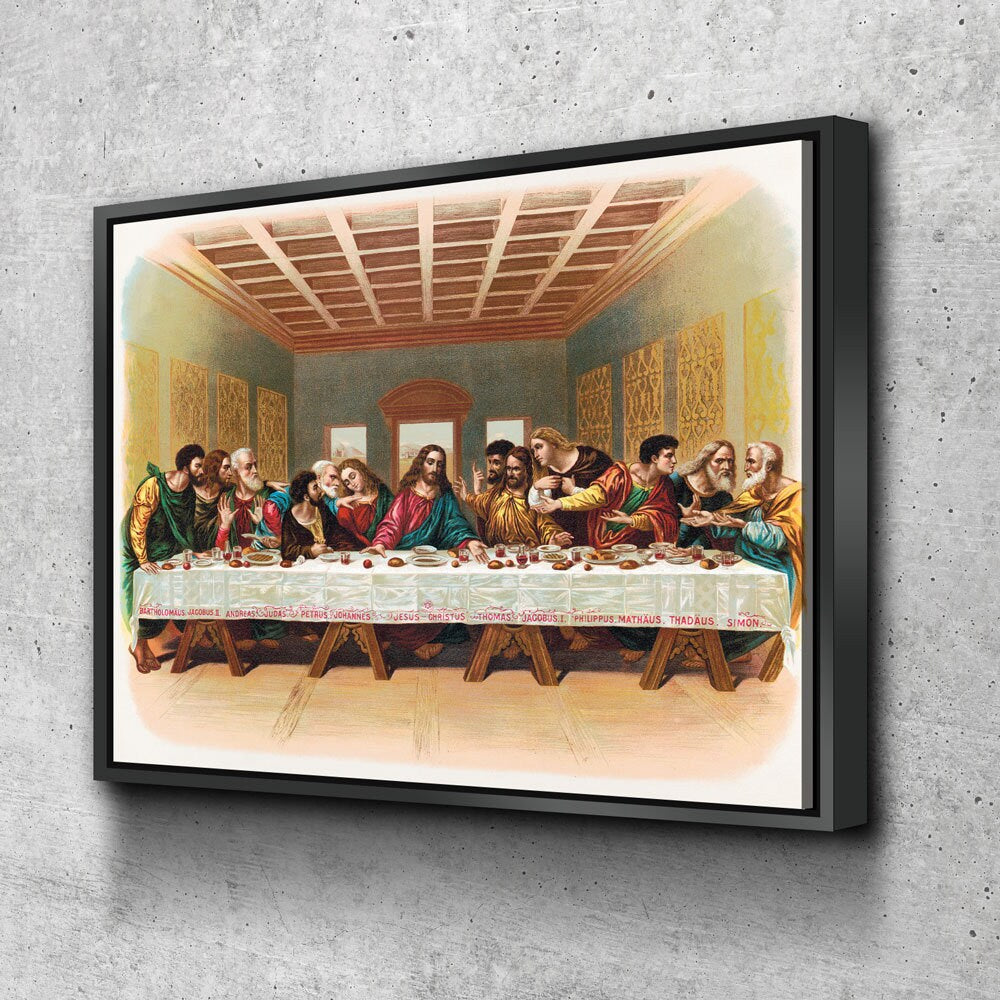 The Last Supper Canvas Wall Art, 1898 Vintage Religious Print, Leonardo da Vinci Last Supper, Jesus With The Twelve Apostles Print - Royal Crown Pro