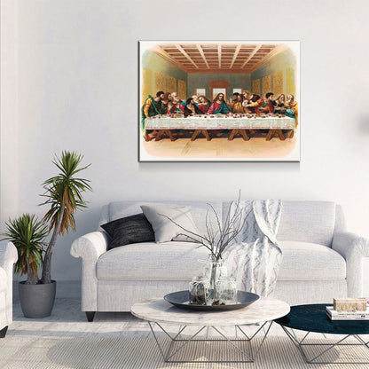 The Last Supper Canvas Wall Art, 1898 Vintage Religious Print, Leonardo da Vinci Last Supper, Jesus With The Twelve Apostles Print - Royal Crown Pro