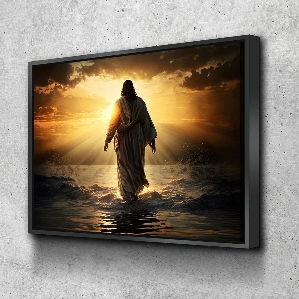 Jesus Walking On Water Canvas Wall Art, Religious Decor, Jesus Art, Religious Wall Art, Jesus Wall Art, Jesus Walking on Water Print - Royal Crown Pro