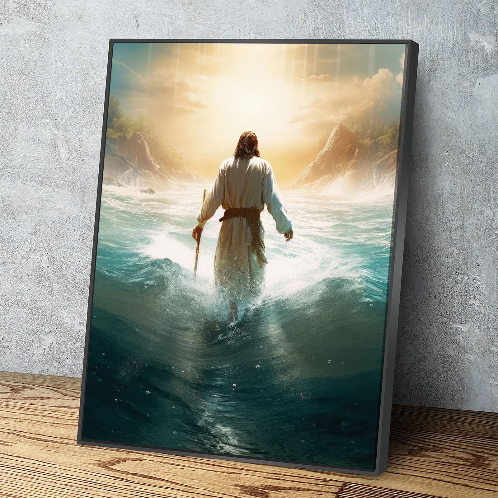 Jesus Walking On Water Canvas Wall Art, Religious Wall Art, Jesus Wall Art, Religious Decor, Church Gift, Church Decor, Jesus Christ Print - Royal Crown Pro