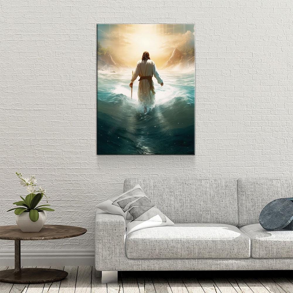 Jesus Walking On Water Canvas Wall Art, Religious Wall Art, Jesus Wall Art, Religious Decor, Church Gift, Church Decor, Jesus Christ Print - Royal Crown Pro