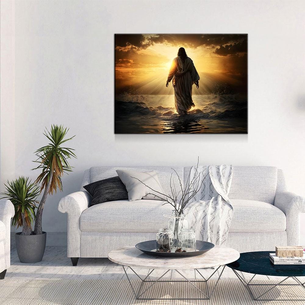 Jesus Walking On Water Canvas Wall Art, Religious Decor, Jesus Art, Religious Wall Art, Jesus Wall Art, Jesus Walking on Water Print - Royal Crown Pro