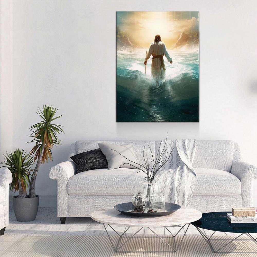 Jesus Walking On Water Canvas Wall Art, Religious Wall Art, Jesus Wall Art, Religious Decor, Church Gift, Church Decor, Jesus Christ Print - Royal Crown Pro