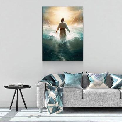 Jesus Walking On Water Canvas Wall Art, Religious Wall Art, Jesus Wall Art, Religious Decor, Church Gift, Church Decor, Jesus Christ Print - Royal Crown Pro