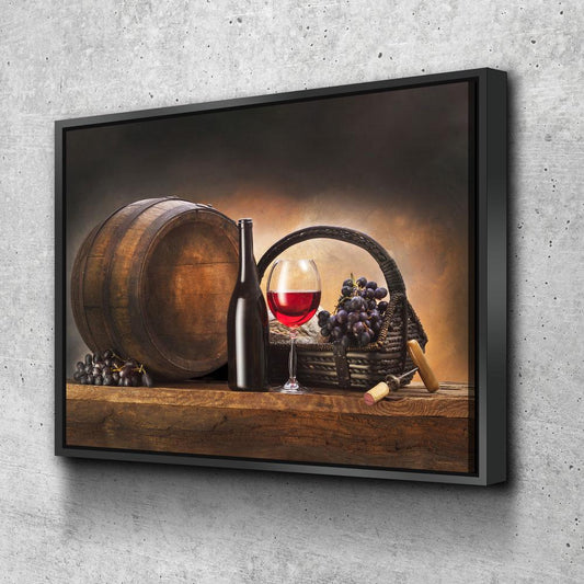 Red Wine & Barrel Canvas Wall Art, Red Wine Decor, Wine Gift, Wine Art Decor, Wine Art For Walls, Dining Room Decor, Wine Lovers, Wine Gift - Royal Crown Pro