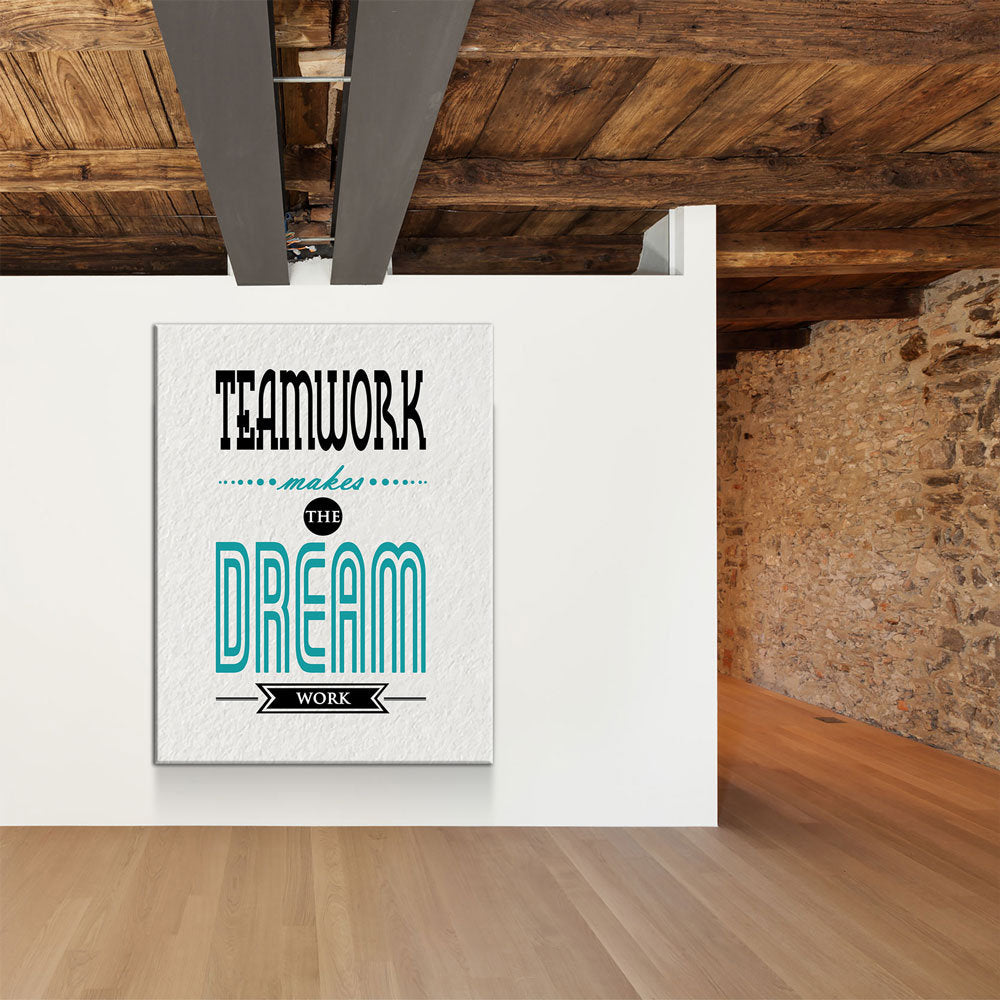 Teamwork Makes The Dreamwork Canvas Print, Motivational Wall Art For Work Place Or School, Office Decor, Team, Office Wall Art, Office Art - Royal Crown Pro