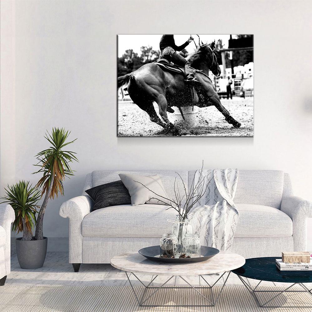 Barrel Racing Girl Canvas Wall Art, Barrel Racer, Cowgirl Decor, Cowgirl Barrel Racing, Western Decor, Barrel Racer Rodeo Art, Horse Riding - Royal Crown Pro