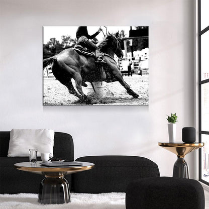 Barrel Racing Girl Canvas Wall Art, Barrel Racer, Cowgirl Decor, Cowgirl Barrel Racing, Western Decor, Barrel Racer Rodeo Art, Horse Riding - Royal Crown Pro