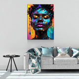 Black Girl With Paint Splatter Canvas Wall Art, African American Fashion Print, Beautiful Woman Print, Fashion Paint Makeup, Salon Decor - Royal Crown Pro