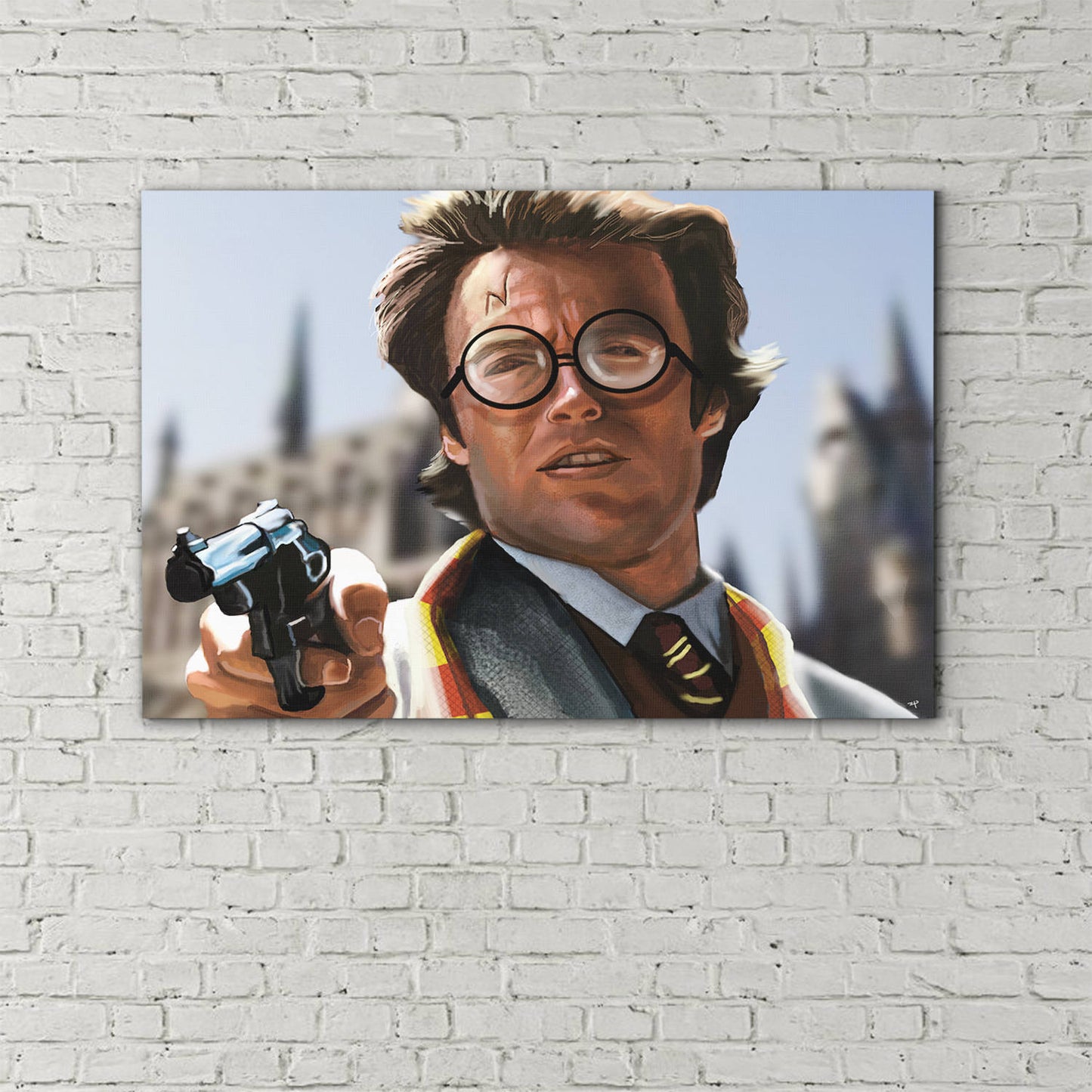 Dirty Harry Potter Canvas Framed Wall Art Parody Fun Fan Art Clint Eastwood Harry Potter - Royal Crown Pro