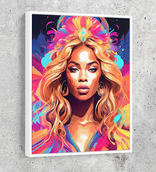 Abstract Beyonce Canvas Wall Art, Colorful Beyonce Print - Royal Crown Pro