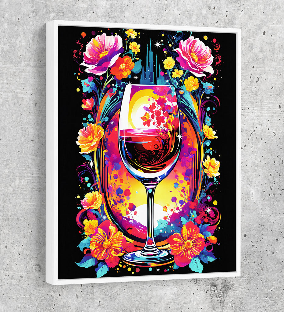 Smell The Flowers Canvas Wall Art, Abstract Wine And Flowers Print - Royal Crown Pro