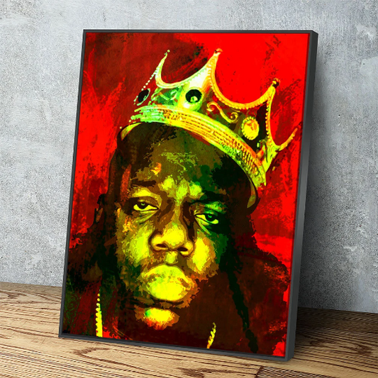 Biggie Smalls, Notorious BIG, Luke Cage, Canvas Wall Art With Black Floating Frame - Royal Crown Pro