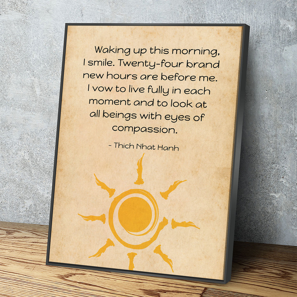 Waking Up This Morning I Smile Canvas Wall Art, Thich Nhat Hanh Quote, Meditation Wall Art, Motivational Quote, Spiritual Wall Decor, Zen - Royal Crown Pro