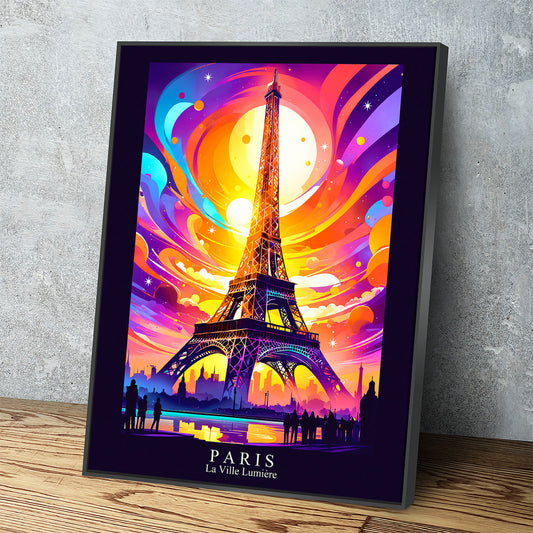 Paris City Of Light Canvas Canvas Wall Art, Abstract Paris Print, Paris Art, Paris France Decor - Royal Crown Pro