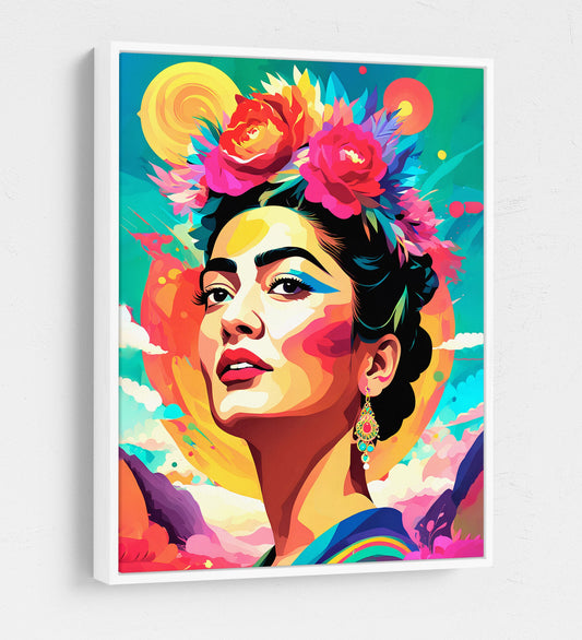 Frida Kahlo Canvas Wall Art, Abstract Frida Kahlo, Music Decor, Magdalena Carmen Frida Kahlo y Calderón, Mexican Painter Frida Kahlo - Royal Crown Pro