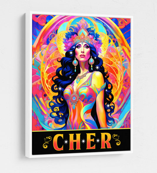 Cher Legend Canvas Wall Art, Abstract Cher, Music Decor, Goddess of Pop Decor, Cher Print, Cher Music Art - Royal Crown Pro