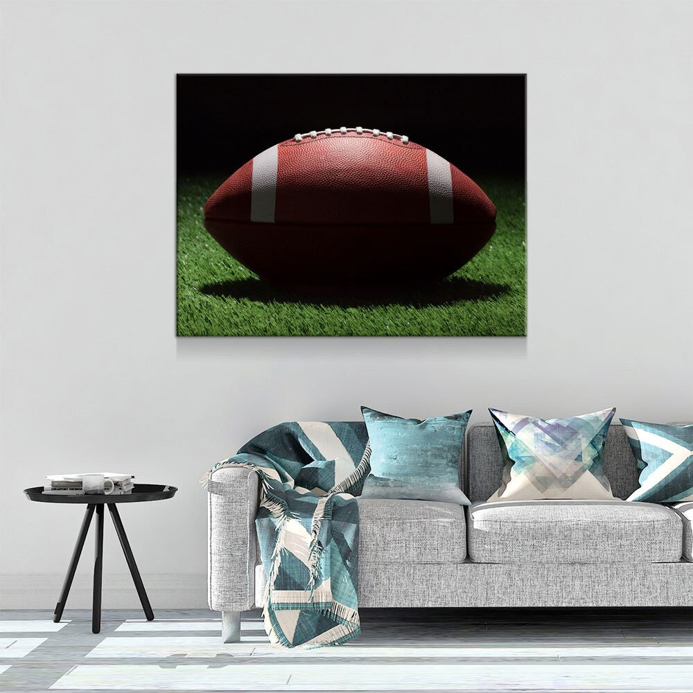 Football On The Field Canvas Wall Art, American Football Print, Football Lover Gift, Man Cave Gift, Football Gift, Game Day Decor - Royal Crown Pro